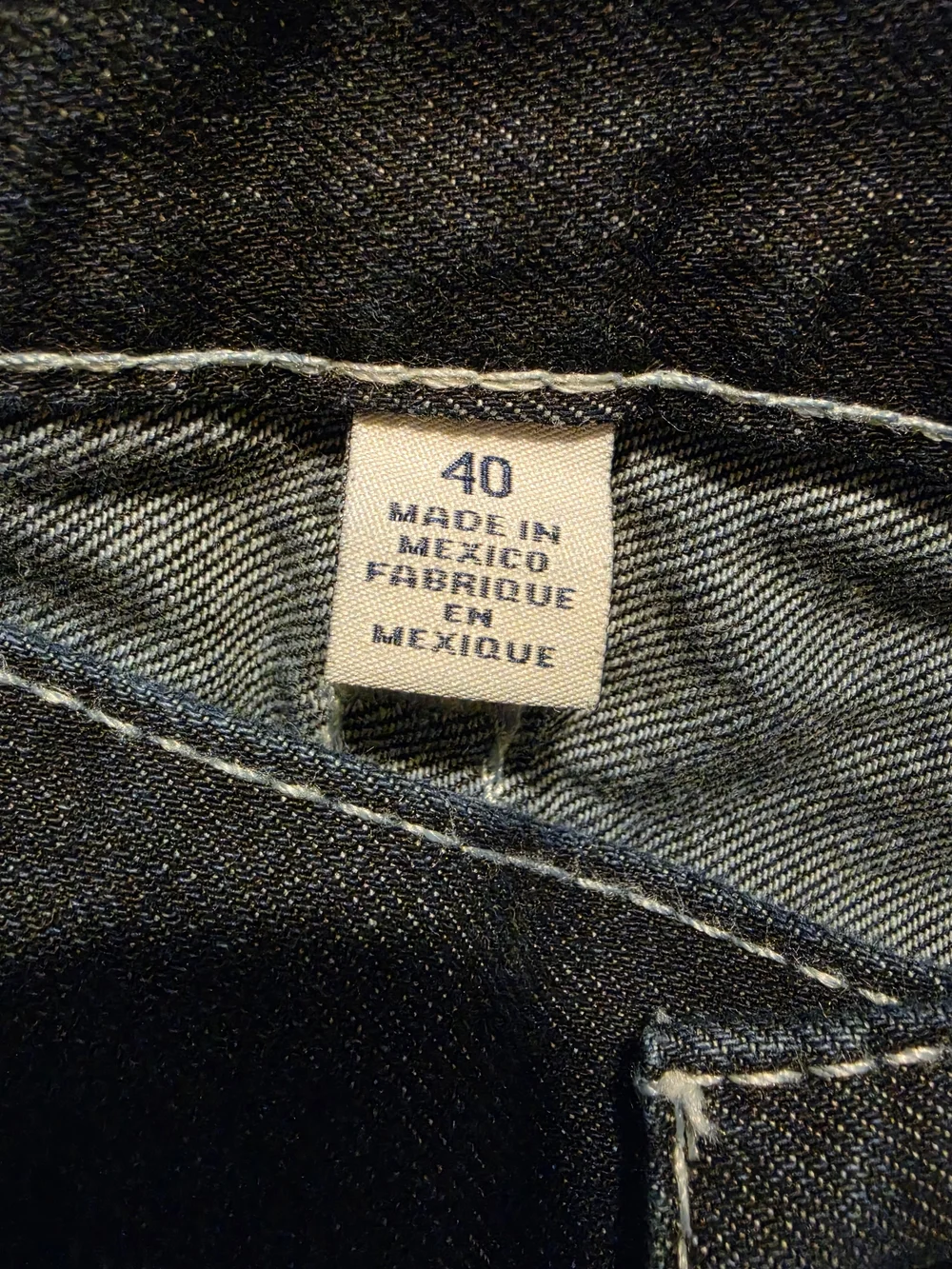 True Religion Men’s Dark Blue Bootcut Jeans with Contrast Stitching